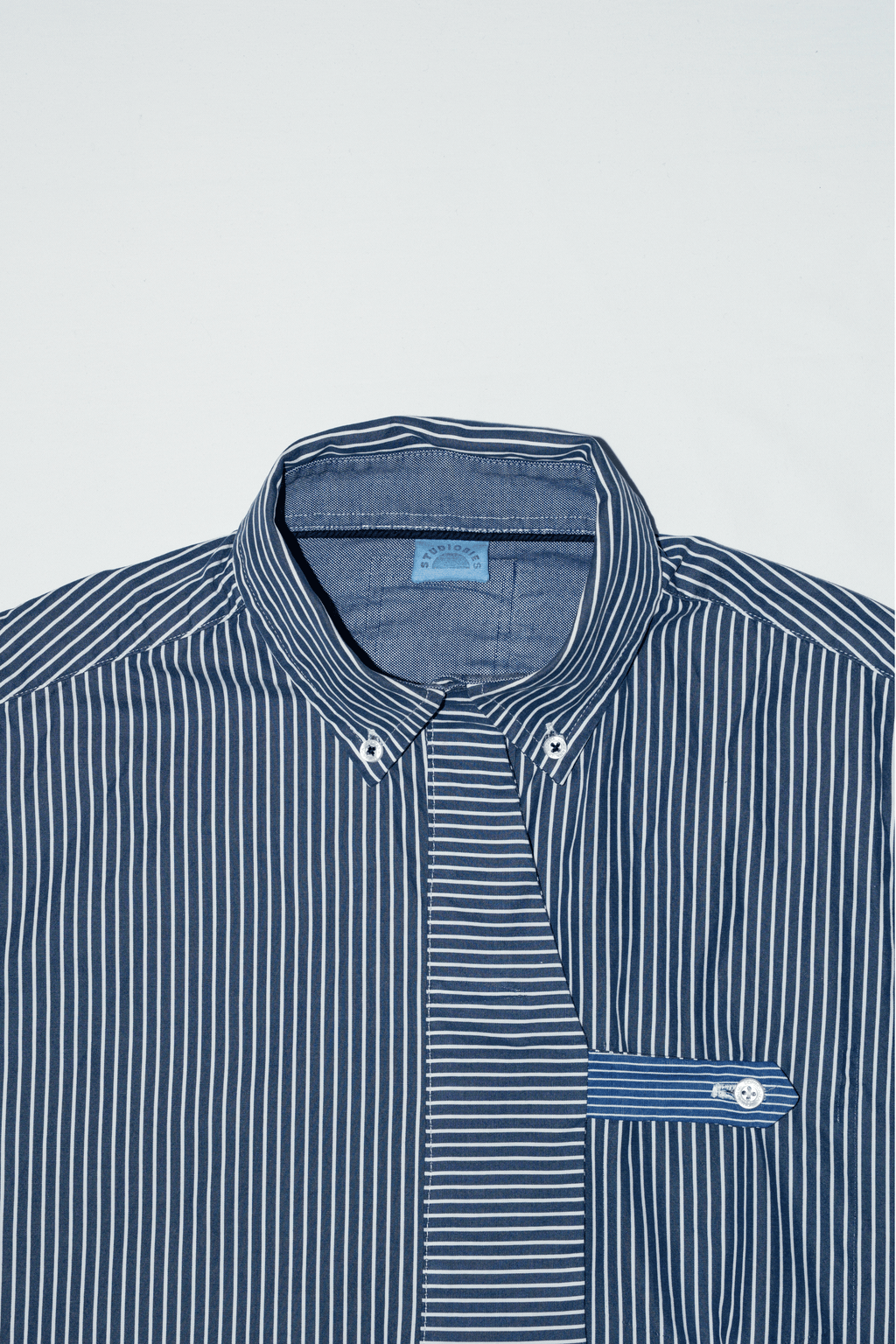 Asymmetric Shirt Buttons Blue