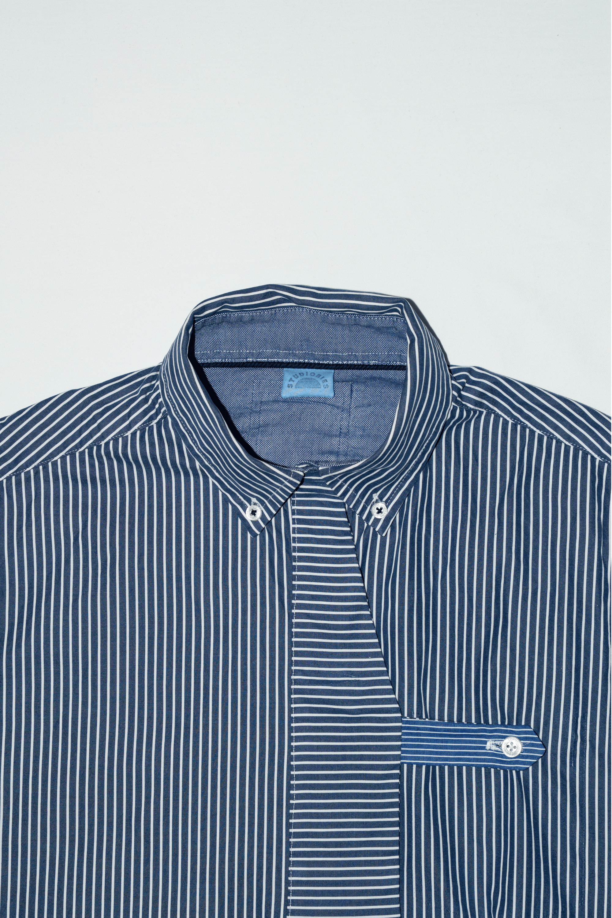 Asymmetric Shirt Buttons Blue