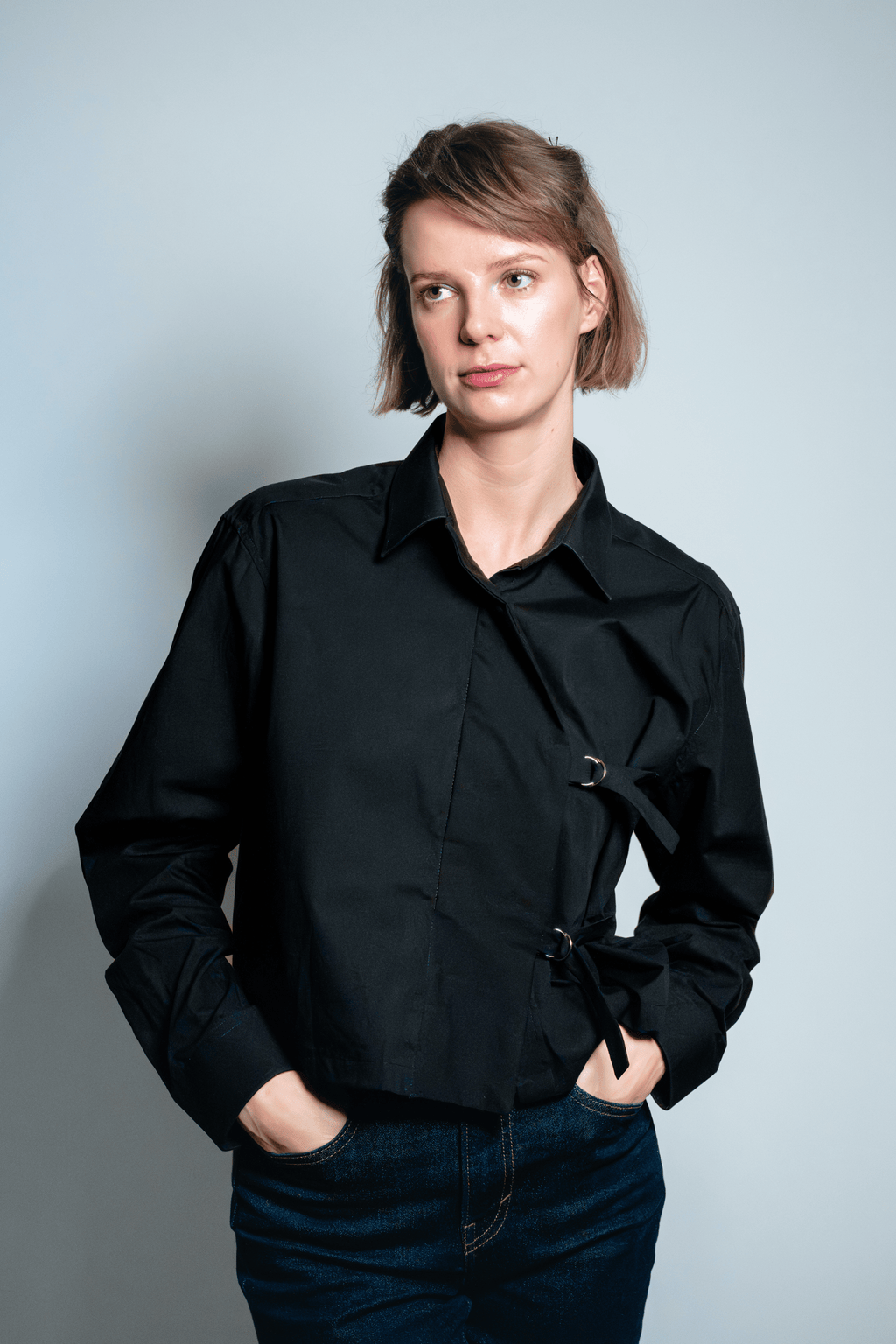 Asymmetric Shirt Buckles Black