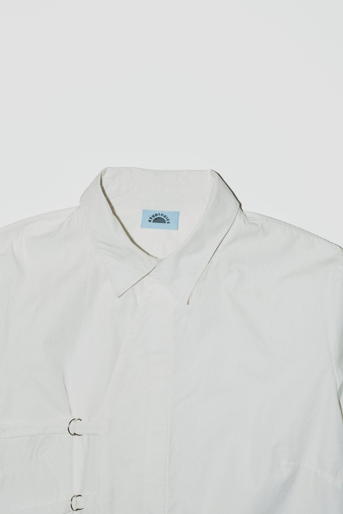 Asymmetric Shirt Buckles White