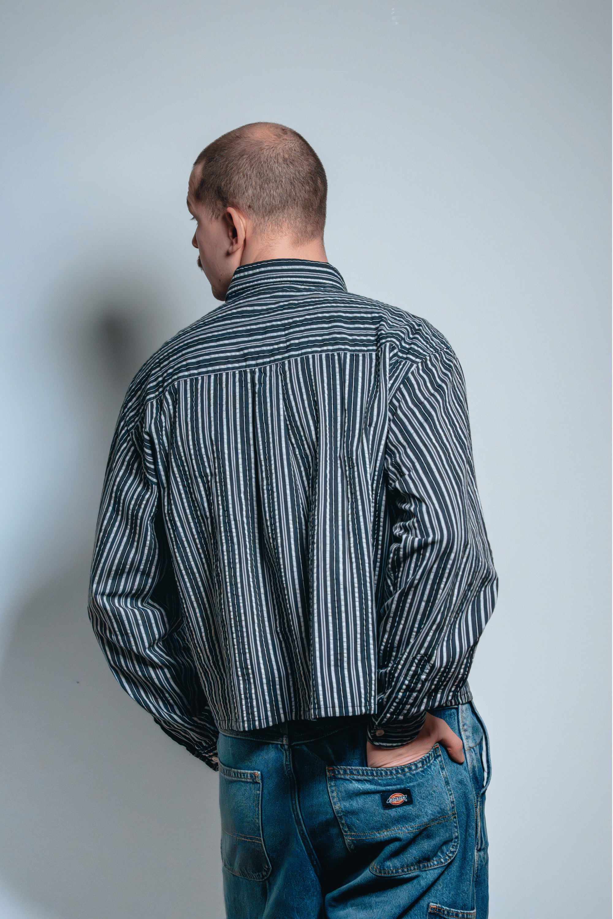 Asymmetric Shirt Buckles Black Stripes