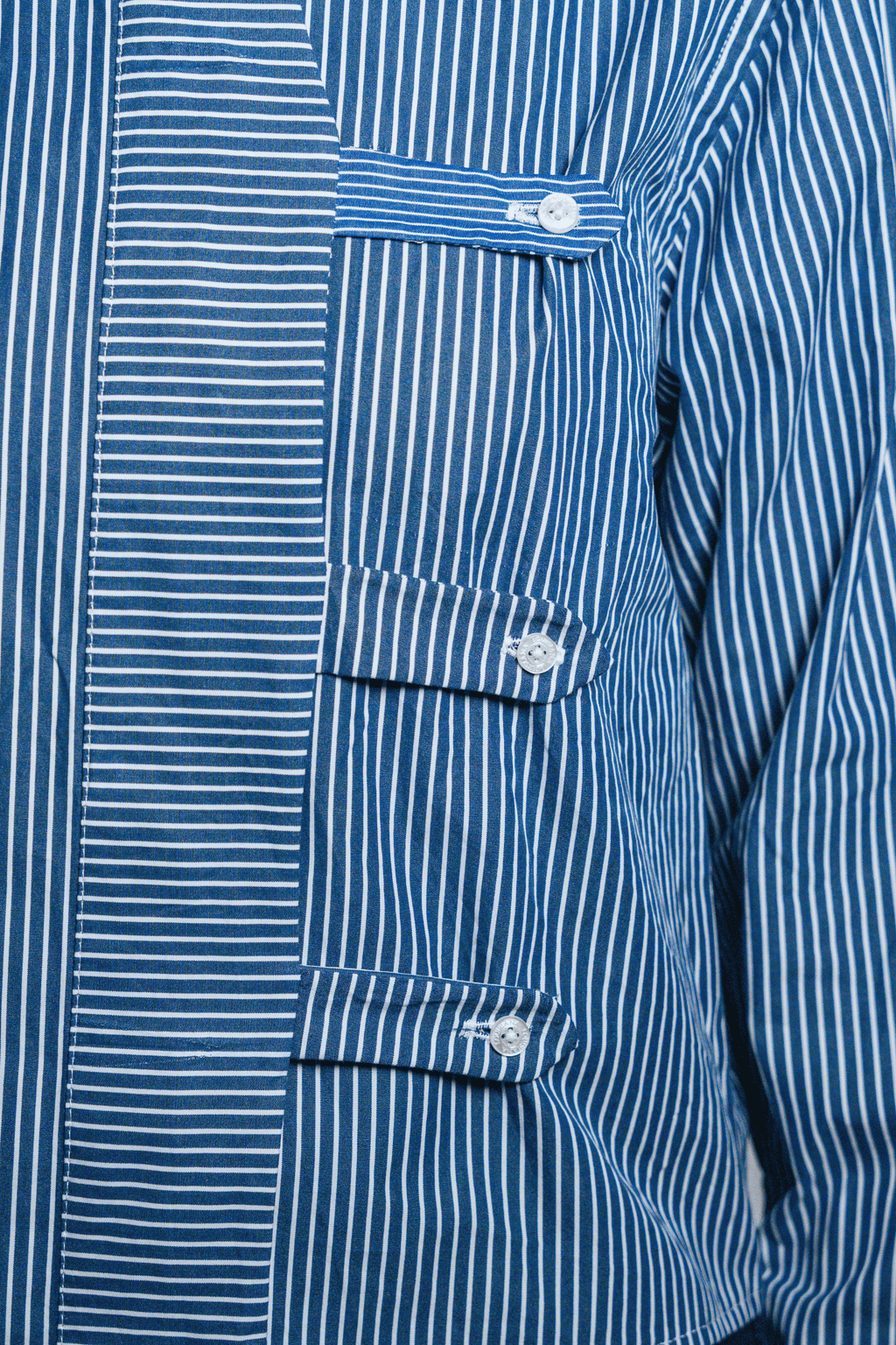 Asymmetric Shirt Buttons Blue