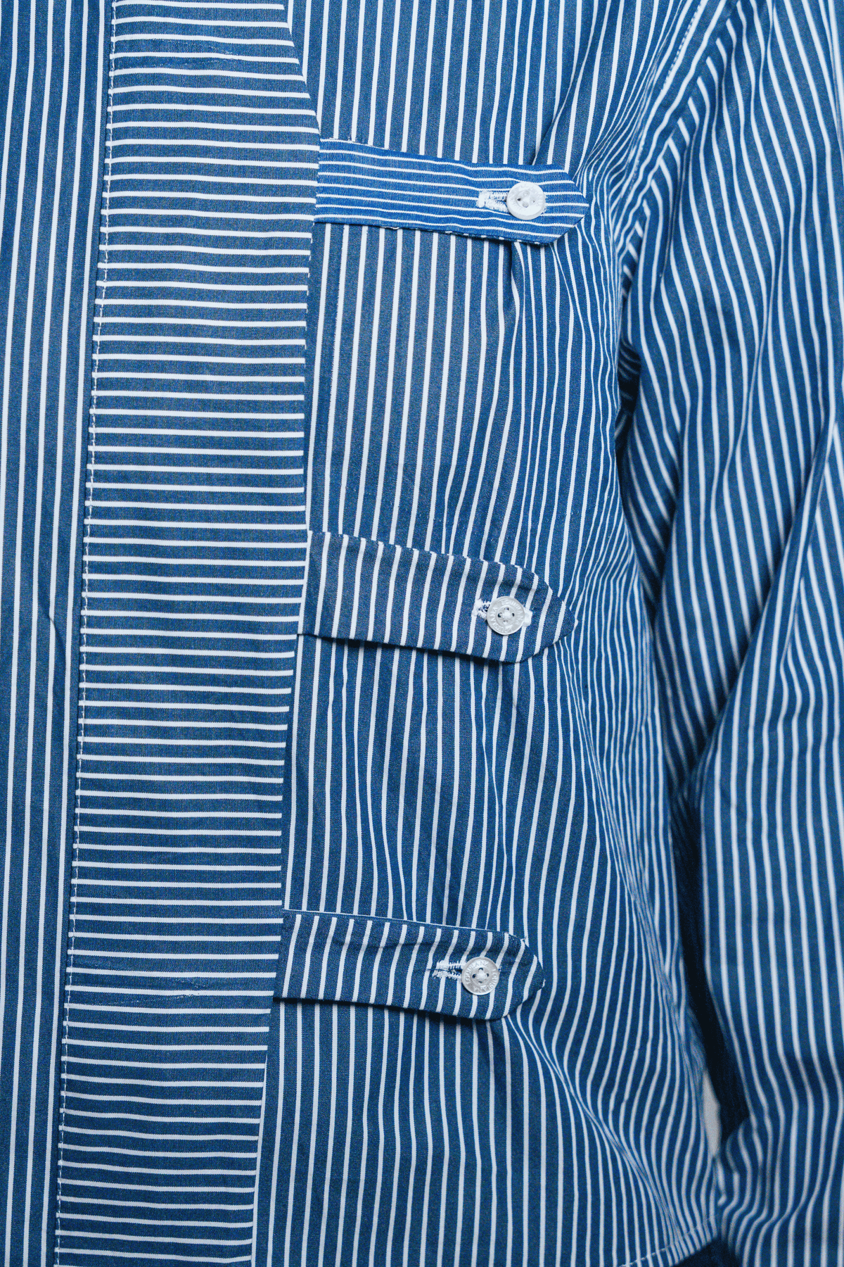 Asymmetric Shirt Buttons Blue