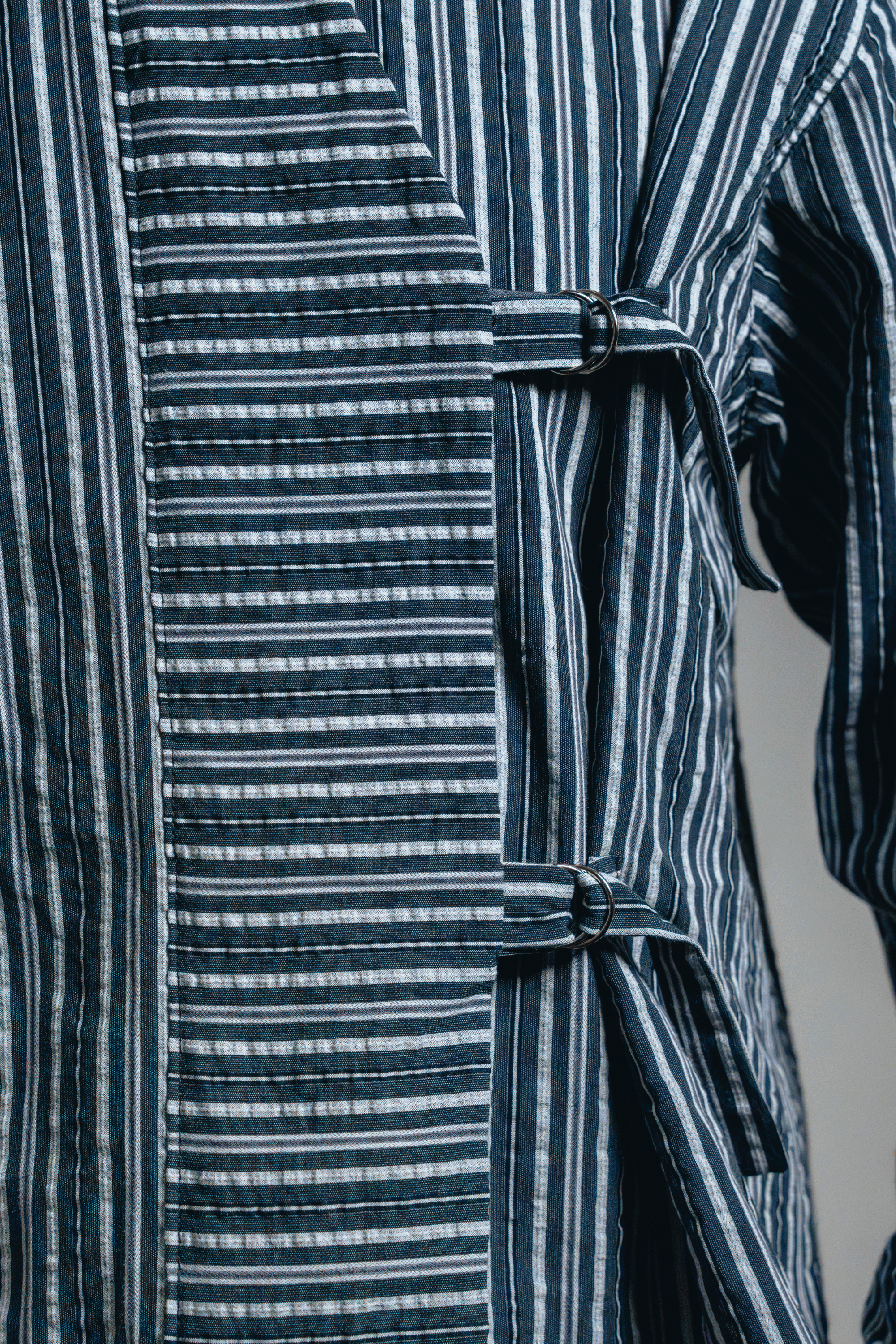 Asymmetric Shirt Buckles Black Stripes