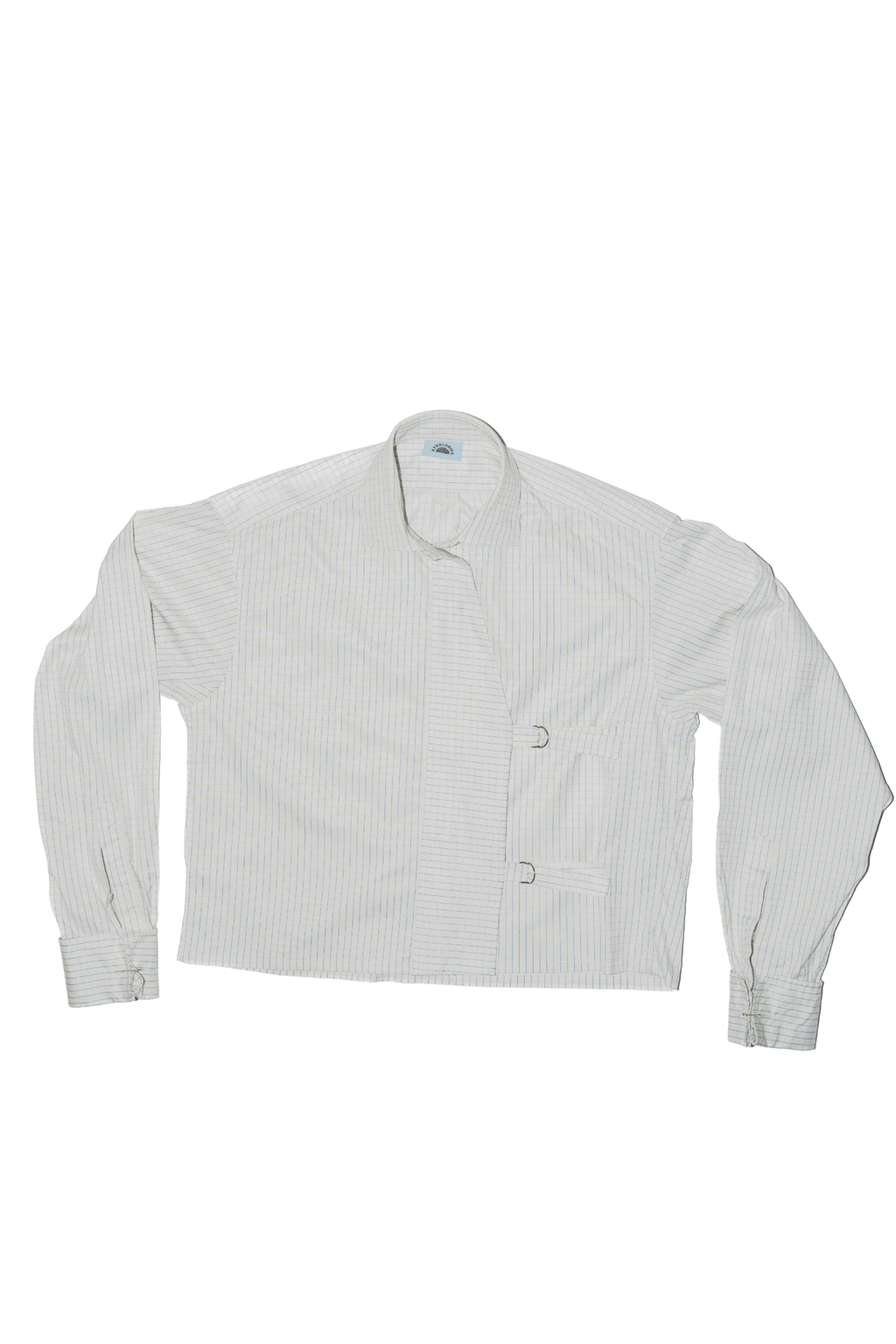 Asymmetric Shirt Buckles Checkered White
