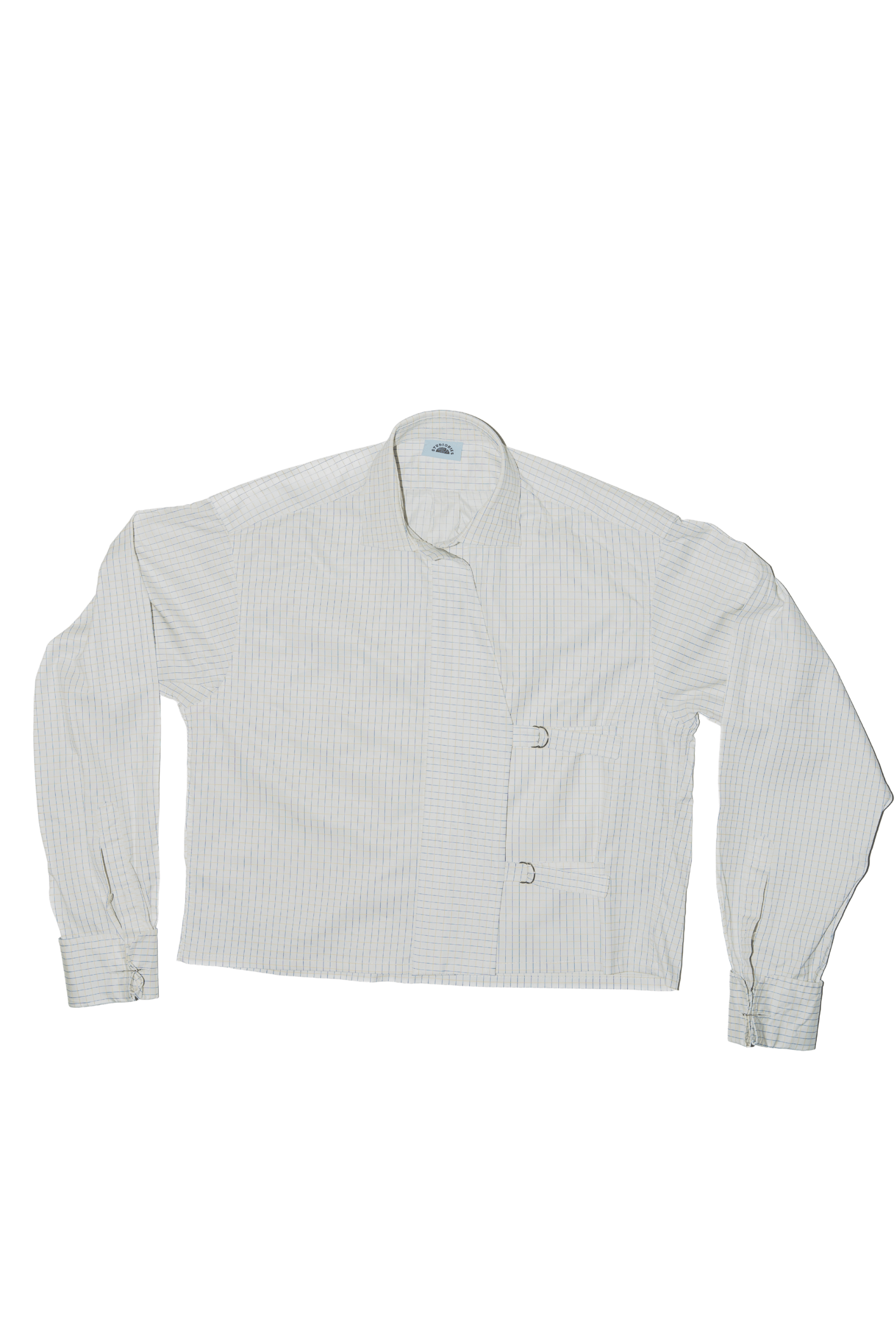 Asymmetric Shirt Buckles Checkered White