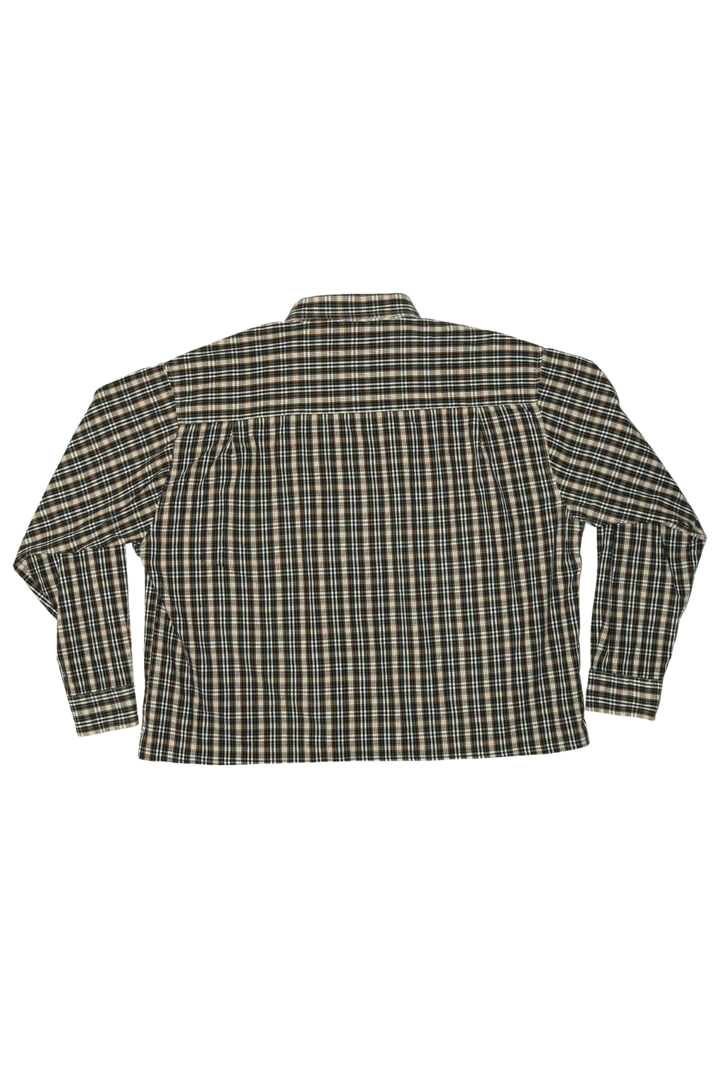Asymmetric Shirt Buttons Checkered Brown