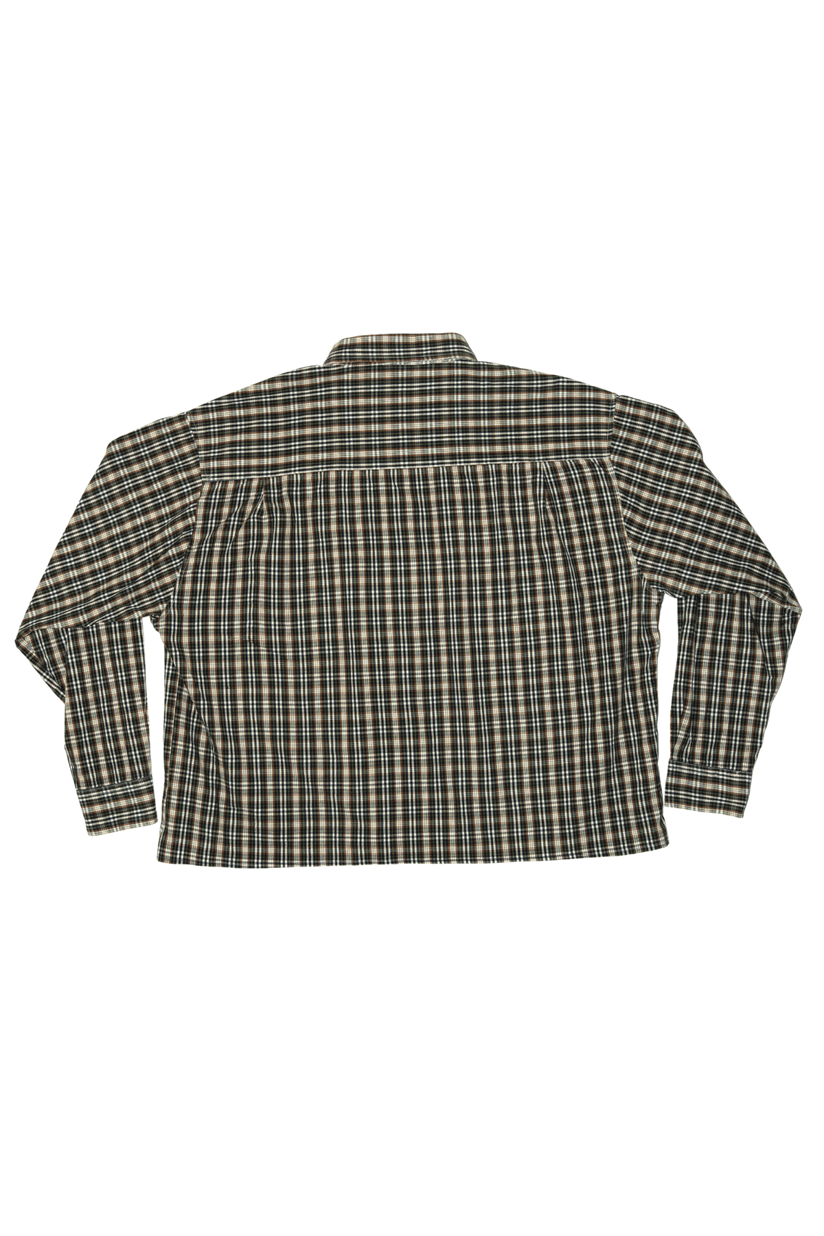 Asymmetric Shirt Buttons Checkered Brown