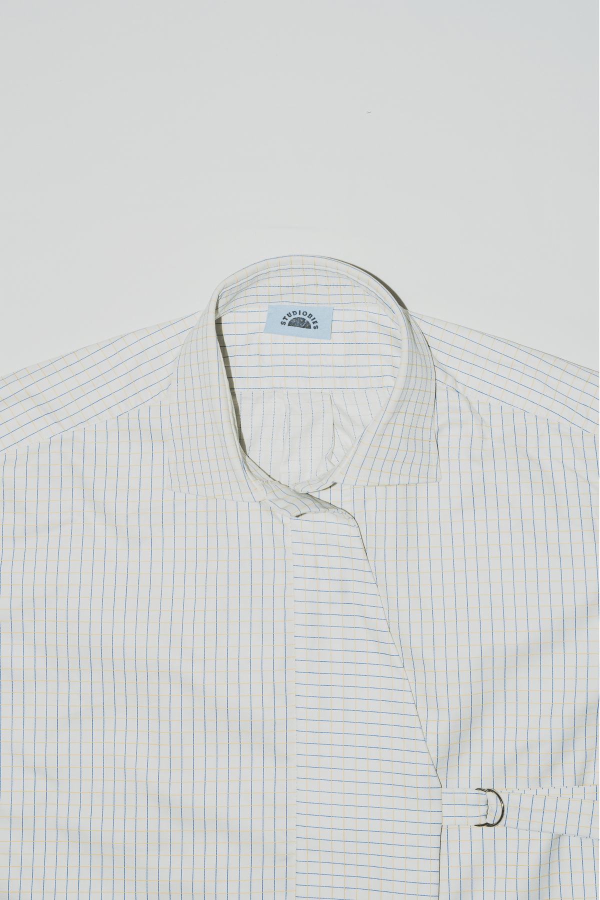 Asymmetric Shirt Buckles Checkered White