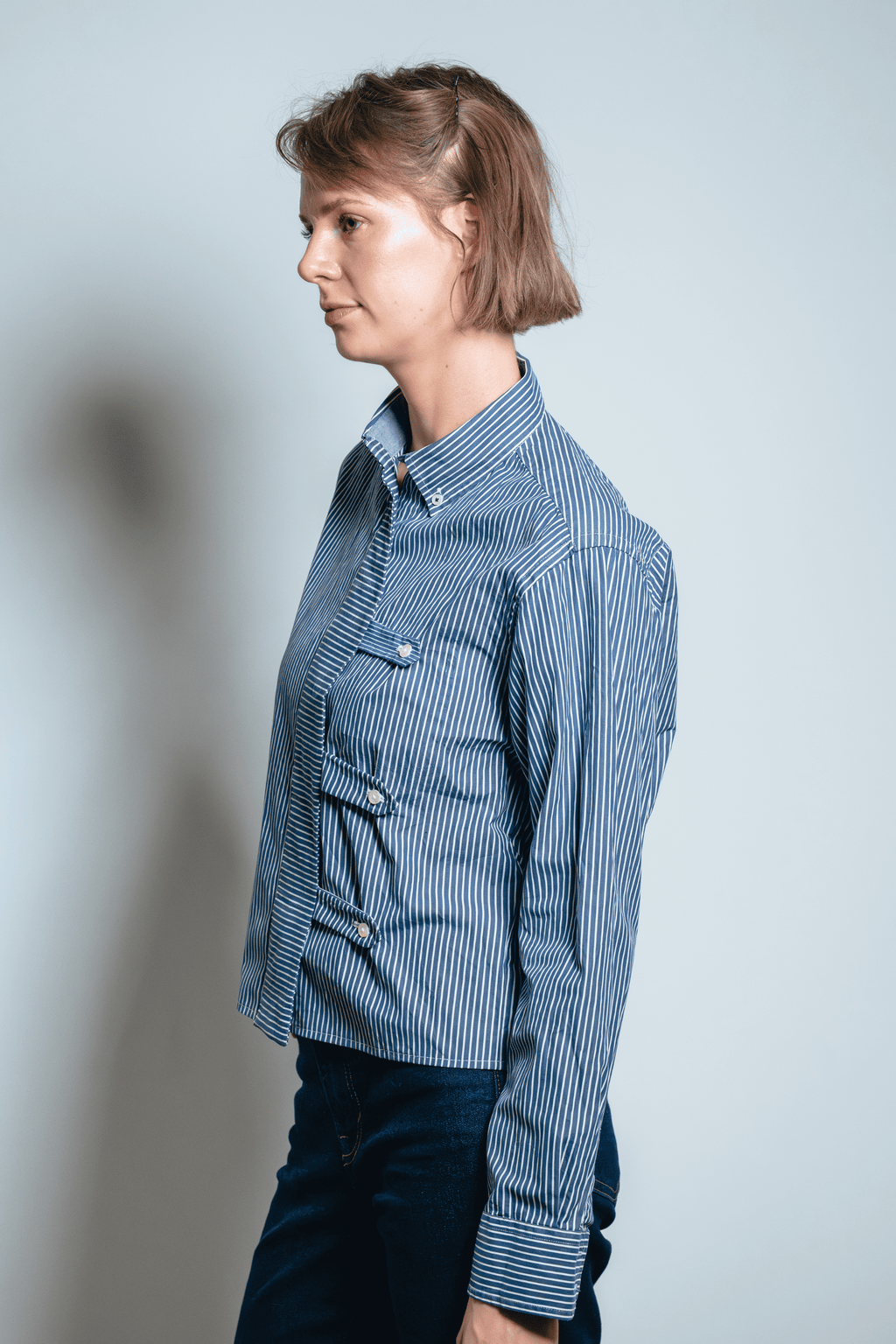 Asymmetric Shirt Buttons Blue