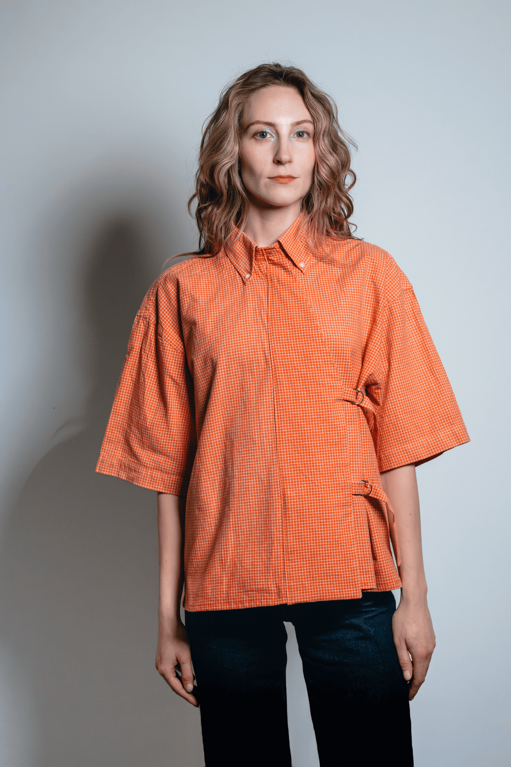 Asymmetric Shirt Buckles Orange