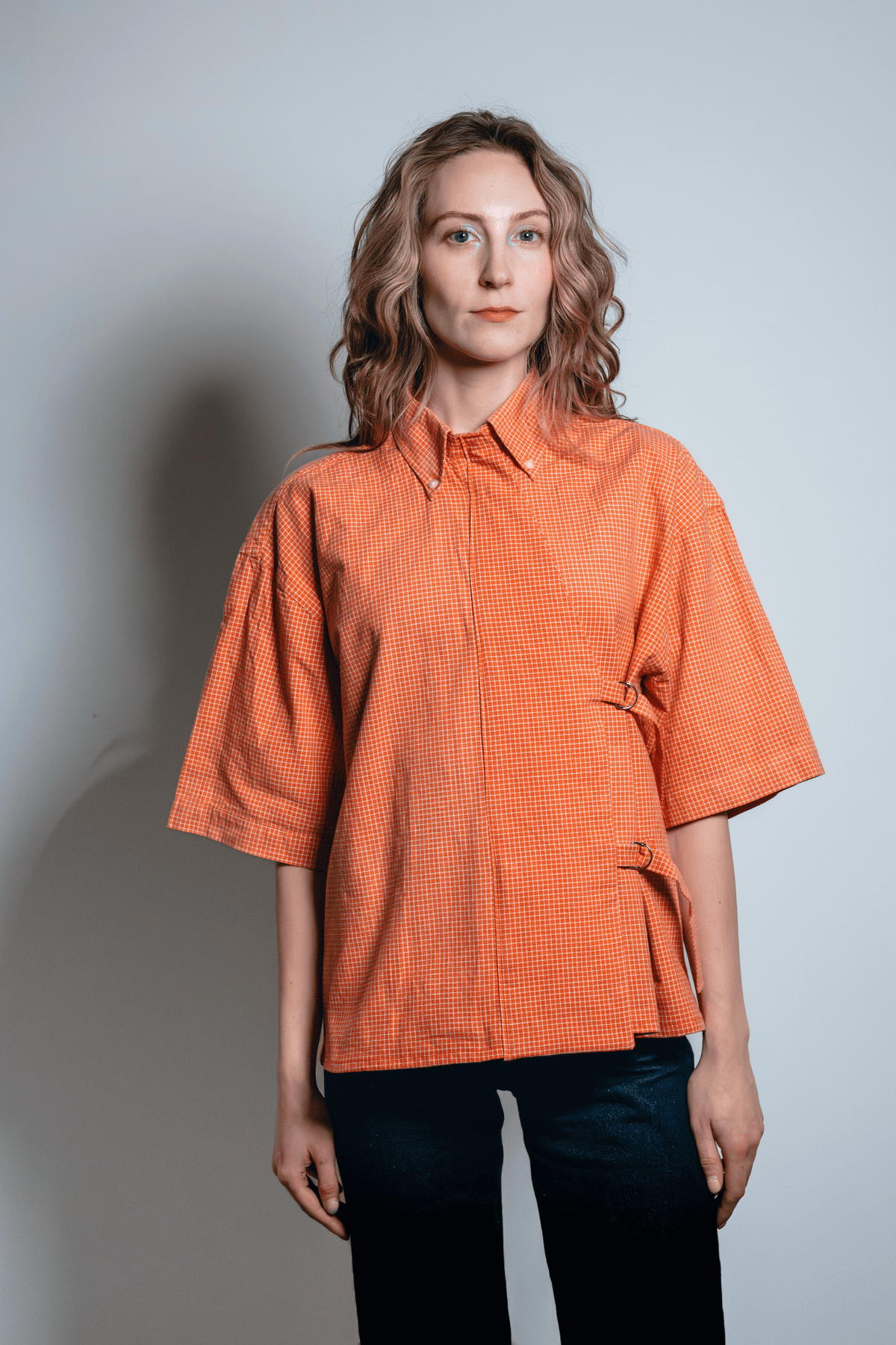 Asymmetric Shirt Buckles Orange