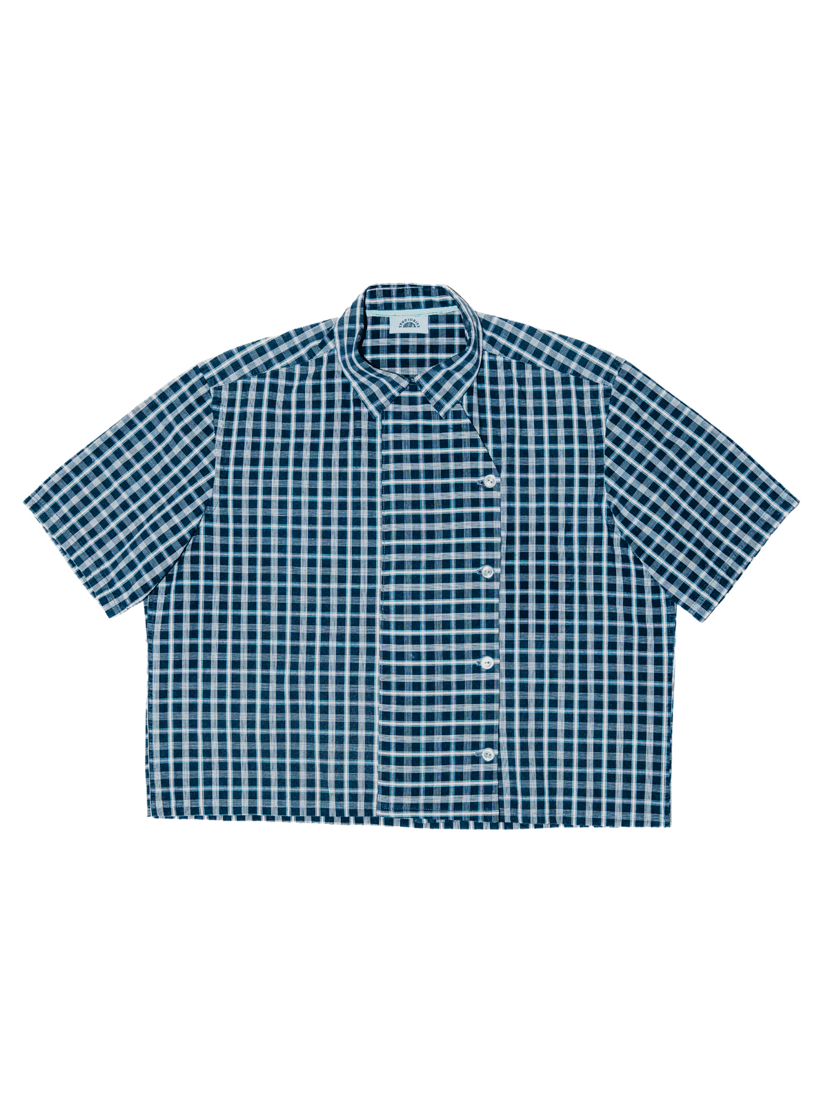 Asymmetric Shirt Buttons Blue