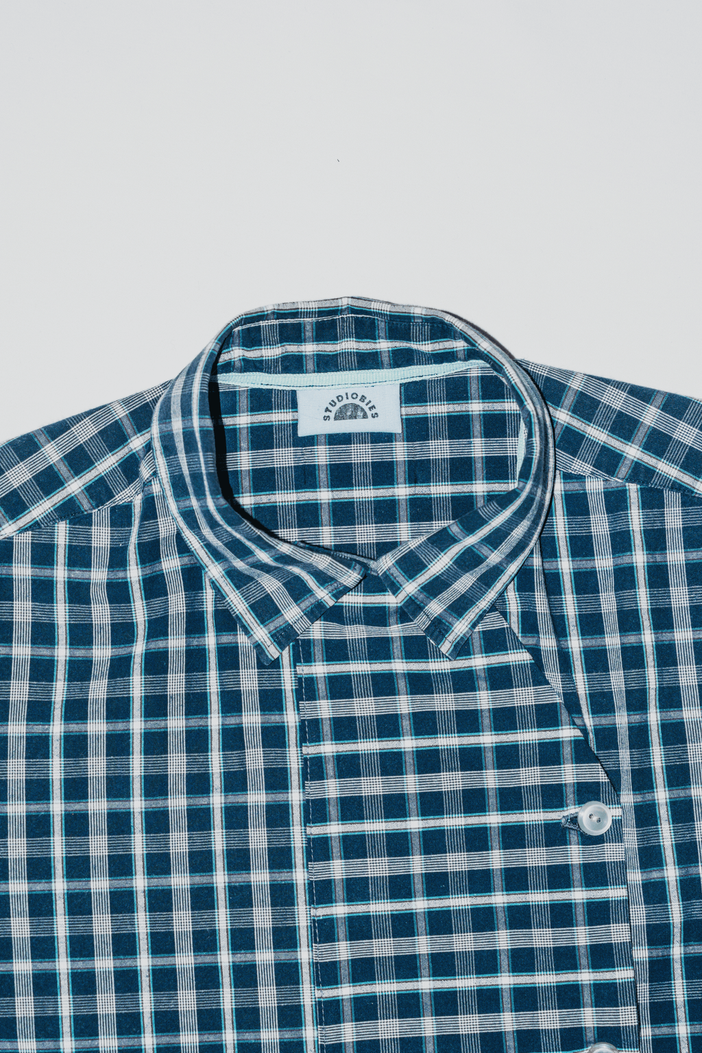Asymmetric Shirt Buttons Blue