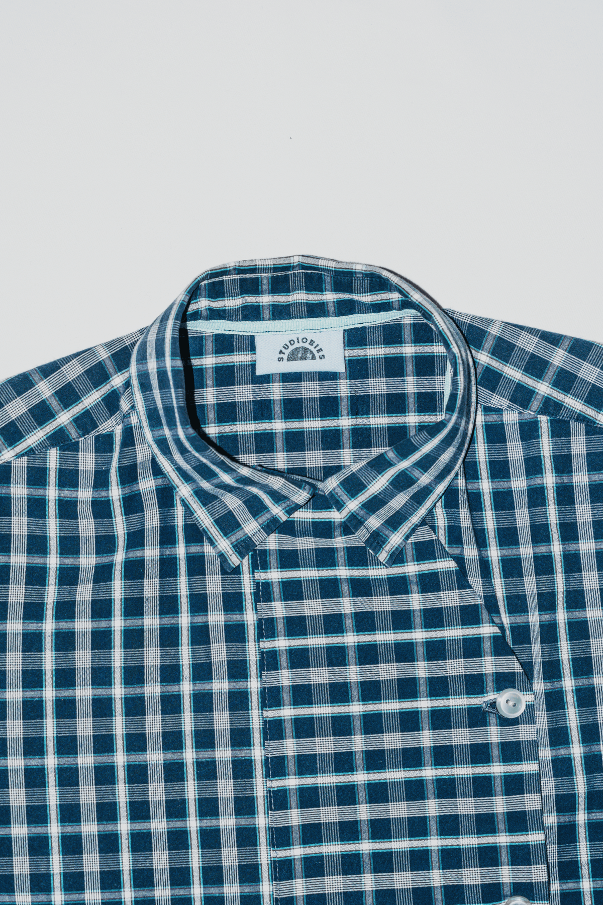 Asymmetric Shirt Buttons Blue