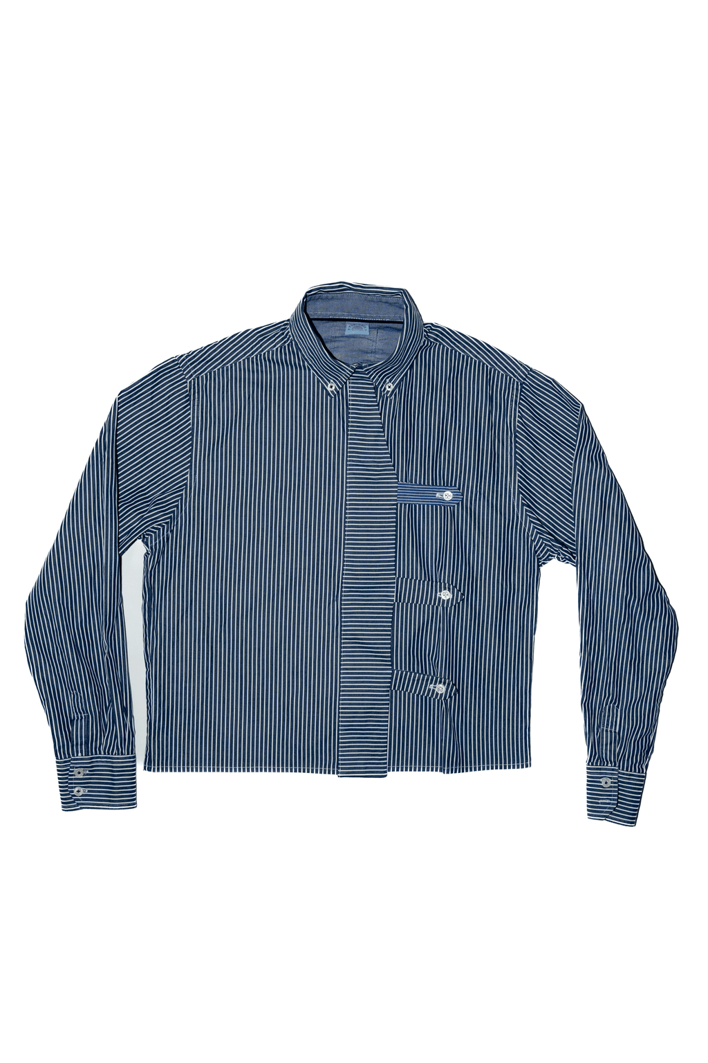 Asymmetric Shirt Buttons Blue