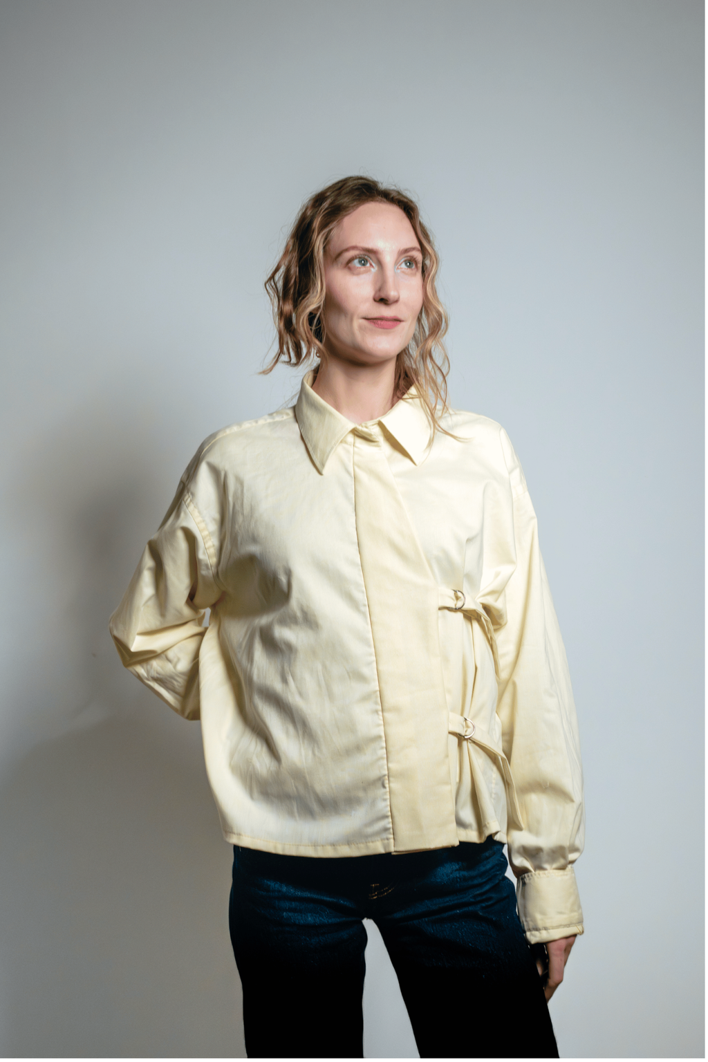 Asymmetric Shirt Buckles Butter Yellow