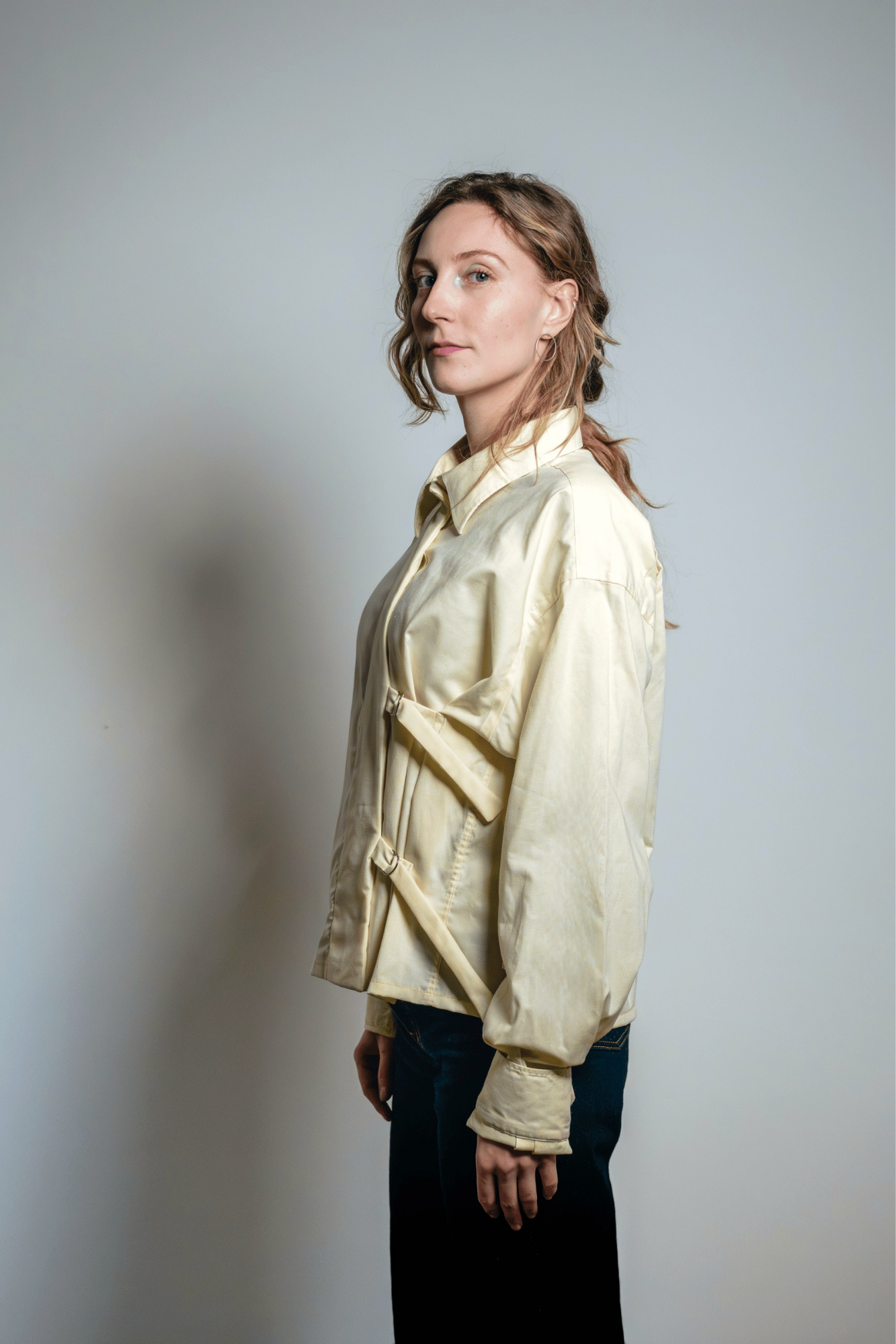 Asymmetric Shirt Buckles Butter Yellow